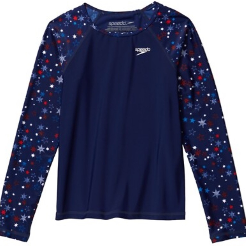 Speedo girls long sleeve color block Rashguard UPF50+ size medium